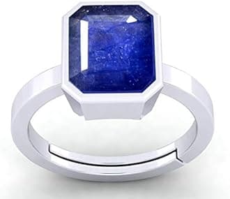 Natural Certified 7.25 Carat Original Unheated Untreatet Blue Sapphire (Neelam) 925 Sterling silver Ring Octagon Shape For Men & Women's