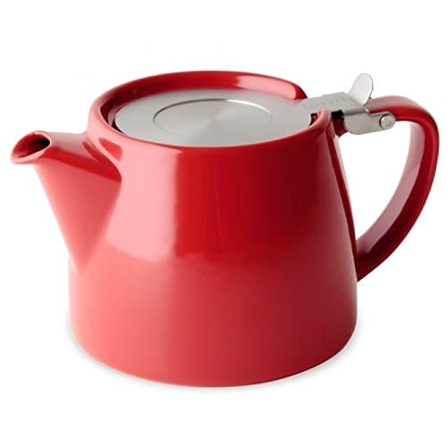 Forlife Stump Teapot With Infuser 18 Ounces Red Plus A Sample Of Mystic Brew's Loose Leaf Tea