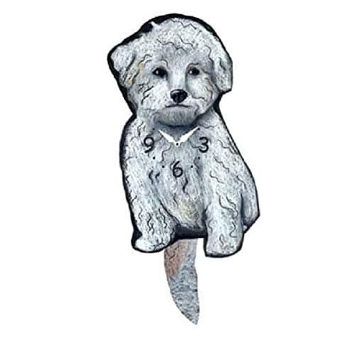 Bichon Frise Dog Wagging Pendulum Clock