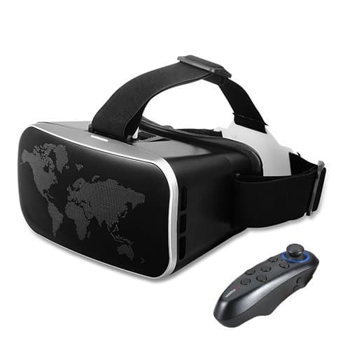 BUYKUK 3D VR Headset 3D VR Glasses 3D VR Headset Virtual Reality Adjustable Lens and Strap for iPhone or Android for 3D Movies and Games