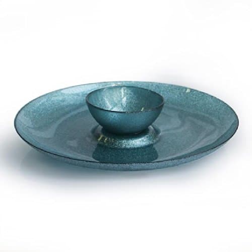 Notions by Jay Notions Linen Chip and Dip Serving Set, Blue