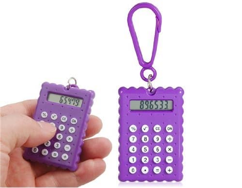 Leobeer Biscuit Design Mini 8-Digit Calculator Keychain (Purple)