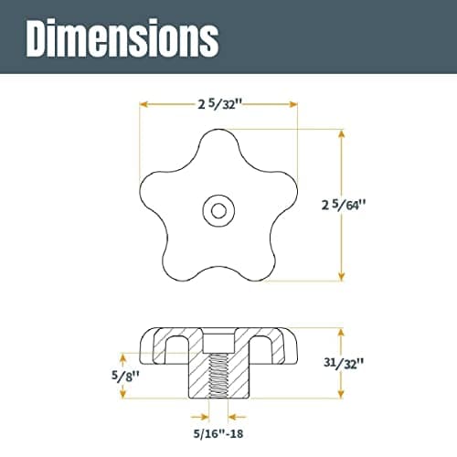 POWERTEC T-Track Knob Kit, 16 Piece Set, Black PP (Polypropylene) 5/16”-18 T-Bolts, For Woodworking Jigs & Fixtures