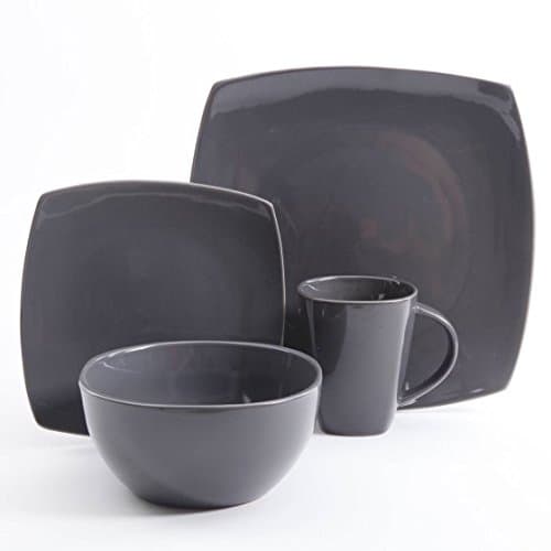 Gibson Home Soho Lounge Square Stoneware 16-piece Dinnerware Set - Gray