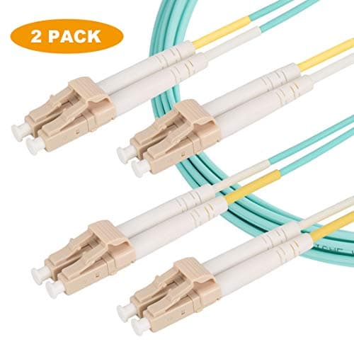 Fiber Patch Cable, LC to LC Duplex 10Gb OM3(50/125) Multimode 2.0mm LSZH Jacket Fiber Optic Cable - 1 Meter/2 Pack