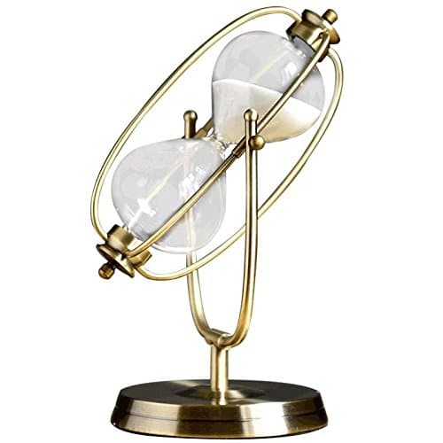 Aero Snail 15 Minute Home Decorative Hourglass Timer Present Gift with White Sand 10 Inches Height, Antique Gold Accent