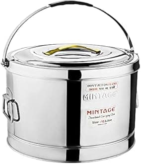 Mintage Stainless Steel Sambar Pot 15 Liters | Sambar Pot with Lid | Casserole for Cooking | Canteen & Hotel Container | Biryani Box |Hot Pot Picnic Jar Container Hot & Cold 12HR Serving Pots
