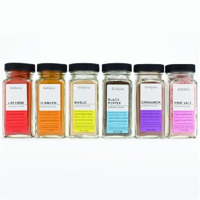 EatSpice Probiotic Spices Variety Pack: Pink Salt, Black Pepper, Cayenne Pepper, Garlic (Granulated), Cinnamon, Turmeric