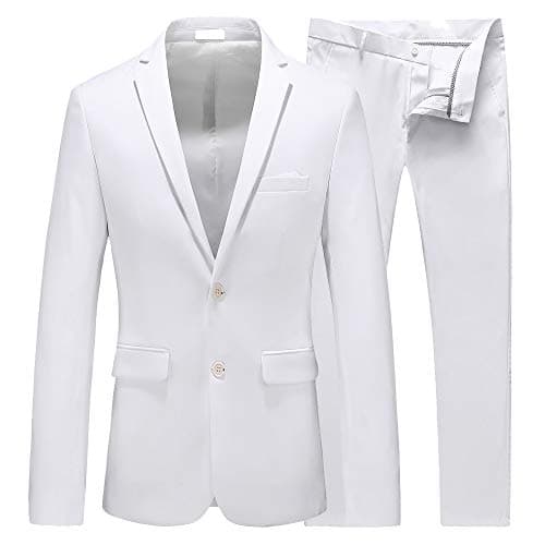 Men's Suit Slim Fit 2 Button 2 Piece Suit Set Solid Blazer Jacket & Pants