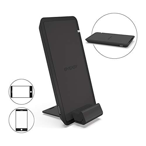 BYEASY Wireless Charger, 10W Wireless Charging Stand, Compatible iPhone XR/Xs Max/XS/X/8/8 Plus, Fast-Charging Galaxy S10/S9/S9+/S8/S8+/Note 9/Note 8, PowerWave Stand (No AC Adapter) (Black)