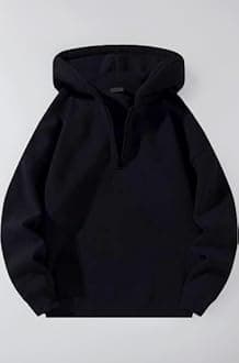 Half Zipper Solid Hoodie for Men | Sweatshirt for Men