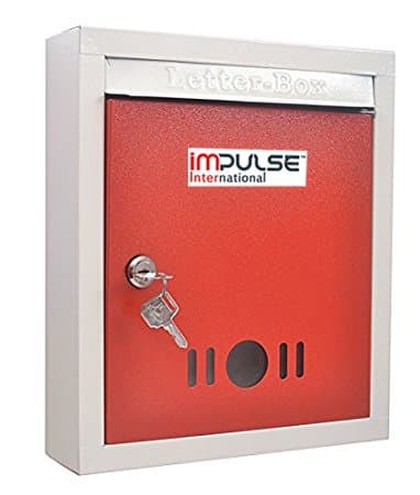 Impulse Heavy Metal Wall Mount Mail Box- Letter Box (Red)