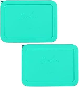 6 Cup Rectangle Silicone Storage Cover Lids Replacement for Pyrex 7211-PC Glass Bowls, Container not Included (Mint)
