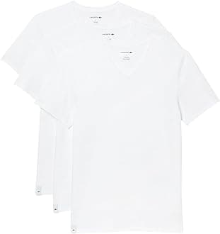 Lacoste Men's 100% Cotton Regular Fit V-Neck T-Shirt, 3-Pack