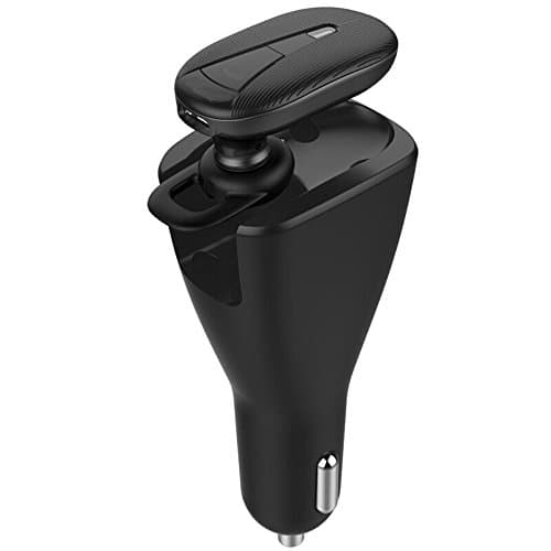 ENJIT Car Charger with Wireless Bluetooth Headset X3, 2-in-1 with Dual USB Port Hands-Free Driving Earbuds with Mic, Fit for iPhone X/8/7 Plus /6s /iPad Pro/Air 2 /Mini/Galaxy S8 S7 S6 and More