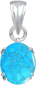 PTM Natural Turquoise/Firoza 3.25 Ratti to 10.25 Ratti or 3 Carat to 9.5 Carat Astrological Certified Gemstone bis Hallmark 925 Sterling Silver Pendant for Men & Women