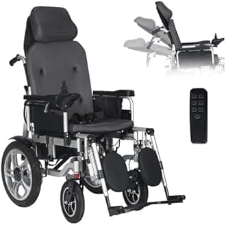 Reclining Foldable Electric Wheelchairs for Adults,Comfortable Electric Wheelchair for Adults,Full Reclining Power Wheelchairs Easy Folding Portable Lightweight Wheelchair-20Mile(500114)