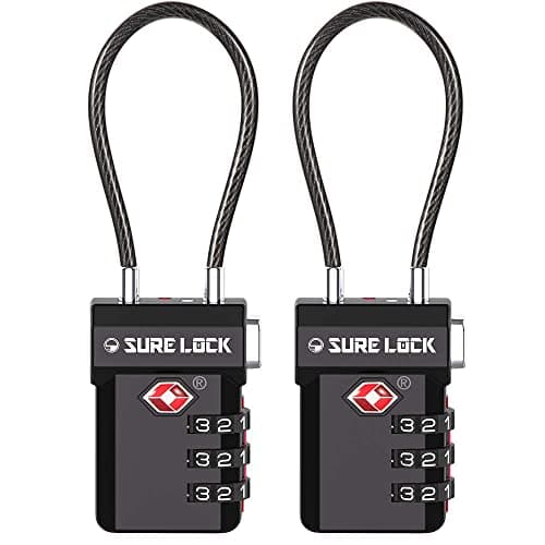 Sure Lock TSA Approved Luggage Locks, Open Alert, Easy Read Dials, Travel Luggage Locks for Suitcase, Baggage Locks, Black 2 Pack, OneSize