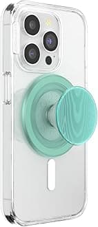 PopSockets Phone Grip for MagSafe with Kickstand, Magnetic Stand, Swappable Top, Secure Hold for iPhone MagSafe Cases, Phone & Tablet Grip - Alum Moire Turquoise