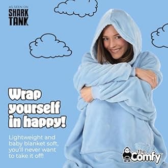 THE COMFY DREAM | Oversized Light Microfiber Wearable Blanket, One Size Fits All, Shark Tank (Blue Camo)