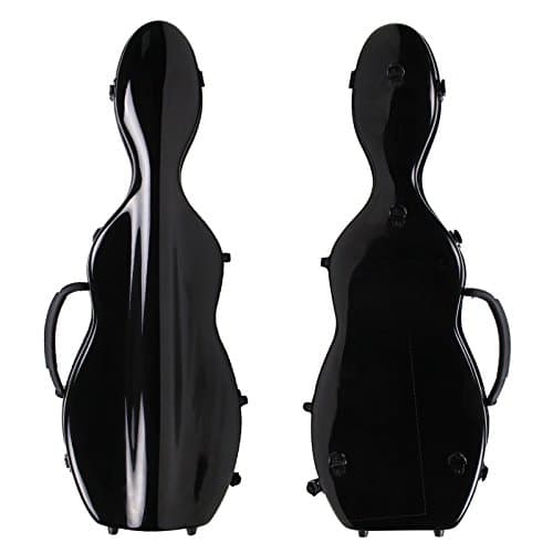 Guumuh 4/4 Full Size Cello Shaped Fiberglass Violin Case Black