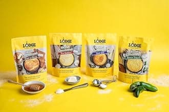 Bundle of Lodge 10.25 Inch Cast Iron Pre-Seasoned Skillet + Lodge Cast Iron Skillet Cornbread (4 Pack) - Variety Pack
