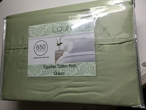 650 TC Laura Hill Egyptian Cotton Sage Solid Queen Size 4 PCs Bed Sheet Set