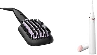 Philips BHH880/10 Heated Straightening Brush with Thermoprotect Technology (Black) & Philips Touch-up HP6388 Eyebrows, Facial & Body Trimmer(White)