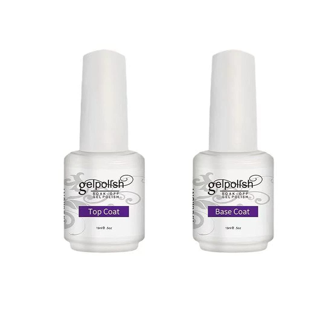 Base and Top Coat Soak Off UV LED Drying Long Gel Nail Polish (15ml Set)