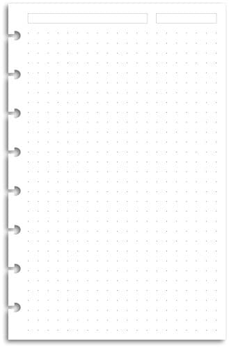 Discbound Paper, Junior Size Dot Grid Sheets - Premium 120gsm Heavyweight Notebook & Planner Refills - 8 Discs, 5.5 x 8.5 in - Punched for Circa, Arc, TUL (50 Sheets)