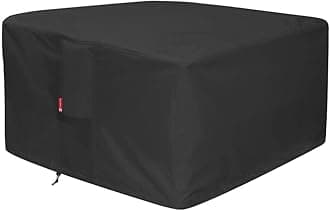 SheeChung Large 43" Square Fire Pit Cover - Waterproof 600D Heavy Duty Square Patio Fire Pit Table Cover Black (Square - 44" L x 44" W x 24" H)