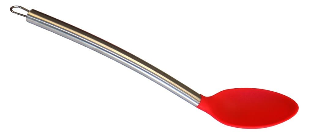 Kitchen Utensils Large Silicone Serving Mixing SPOON with Heat Resistant Silicone Spoon and Stainless Steel Handle. RED