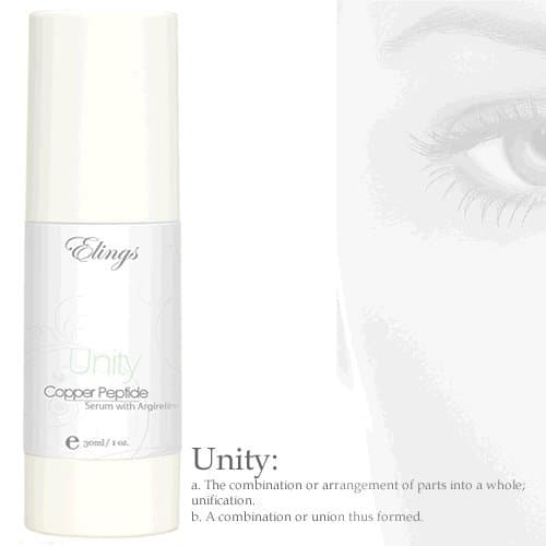 Unity Copper Peptide Serum with Argireline Matrixyl 3000 Pro-Vitamin B5 and Hyaluronic Acid Made in the USA by Elings