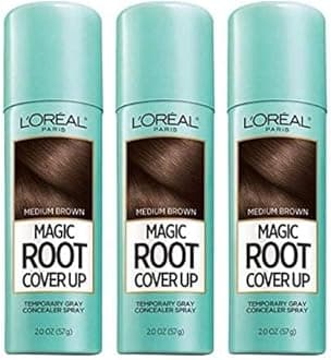 L'Oreal Paris Magic Root Cover Up Gray Concealer Spray Medium Brown 6 oz (3 pack)