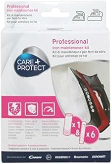 CARE + PROTECTUniversal Iron Cleaning Kit, Removes deposits on the soleplate, Improves performance and Makes Ironing Easier, 1 x Stick + 6 x Vials, White