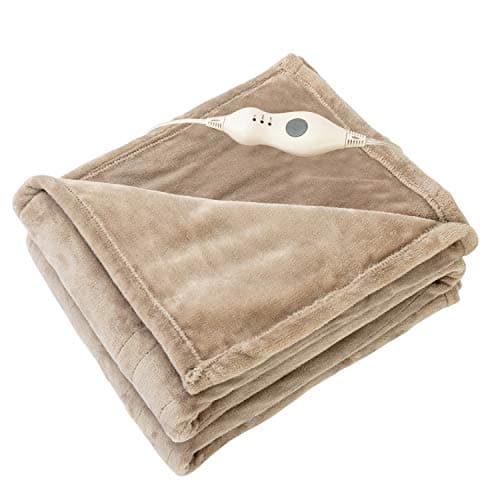 Tefici Electric Blanket Heated Throw with Fast Heating Technology,3 Heating Levels & 4 Hours Auto Off,Home Office Use,50" x 60" Camel