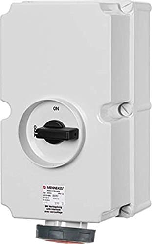 Mennekes 101100005 Bases CEE with Switch and Interlocking, Outlet, 400 V, 50 – 60 Hz, 125 A, 5 Poles, IP 67, White