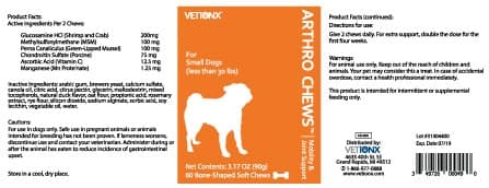 VETiONX Arthro Chews for Dogs - Mobility & Joint Support for Small Dogs