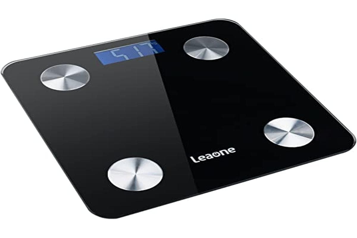Leaone Scale Digital Weight and Body Fat, Smart Bluetooth Body Weight Bathroom Scale with Step-on Technology iOS and Android App Monitoring, 400lbs Scale
