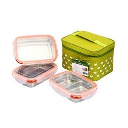 StenLock Square three tier stainless steel lunch box C4-187