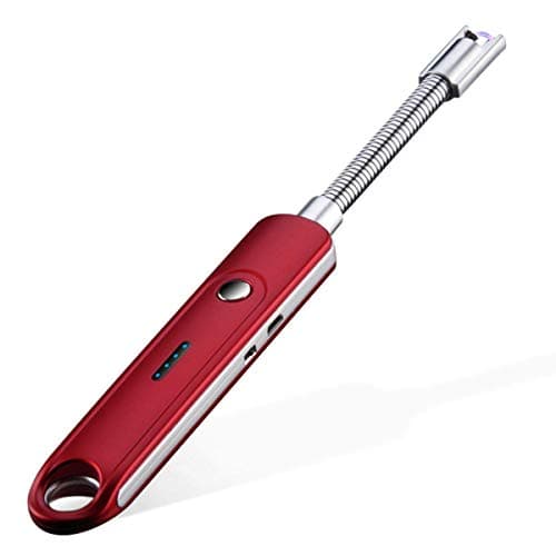 Electric Lighter, Upgrade Long Lighter with 360°Flexible Neck USB Rechargeable Arc Lighter Windproof Flameless Electronic Lighter for Grill, BBQ, Camping, Home, Kitchen(Red)