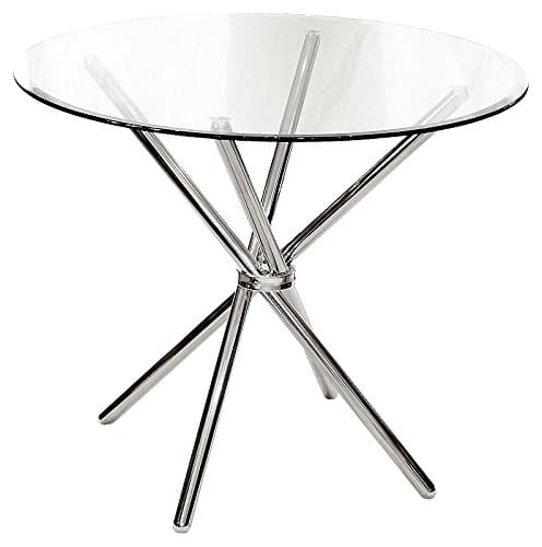 Stickbase Ltd Criss-Cross Clear Glass Round Dining Table - Tempered Clear Glass Top and Collapsible Base