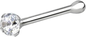 Forbidden Body Jewelry Nose Rings Sterling Silver CZ Simulated Diamond Bone Studs, 1.5mm Crystal 22g, 1.5 millimeters, Sterling Silver