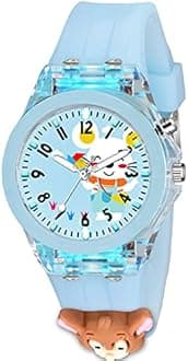 Swadesi Stuff Cute Cartoon Multi Color Lights Rubber Strap Analog Watch for Girls, Mouse, Analog Watch