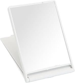 ALLY-MAGIC Portable Folding Mirror, Little Travel Mirror Pocket Compact Makeup Mirror for Make Up Hair Styling and Shaving 12.5 x 9.5cm Y4JYHZJ (White)