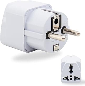 Hi-PLASST India to Europe Converter Plug, (Pack of 1) Germany Travel Adapter Type E/Type-F Universal Socket with Schuko Pin Power Plug, 2pin to 3pin South Korea • France • Europe • Russia