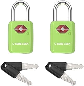 SURE LOCK Mini TSA Approved Keyed Luggage Lock – One Key Opens All, Fits Tight Zipper Gaps & Small Pull Holes, Compact Travel Lock for Suitcases, Backpacks & Handbags