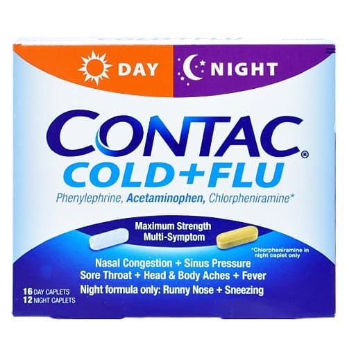 Contac Contaccold and Flu, Day and Night Caplets, 28-Count