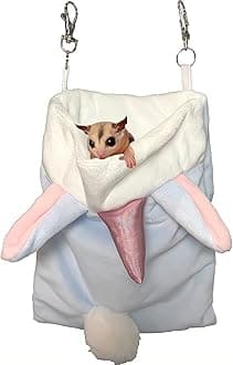 ELECDON Pet Hanging Sleeping Pouch for Sugar Glider, Small Animals Hammock Cage Accessories, Warm Sleep Bag for Squirrel Hamster Marmosets Small Pets, Blue, Style B