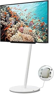 WALL A2 High Type | Japanese Rolling Portable Free-Standing 24-55 Inch Universal TV Stand with Concealed Caster Wheels | Satin White